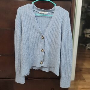 Zara Women's Blue Cardigan Sweater